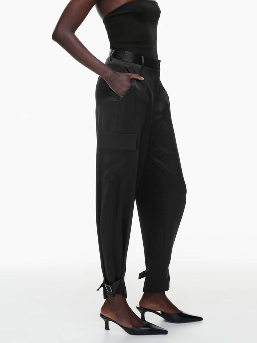 Babaton Refined Satin Cargo Pant Black Size 4
